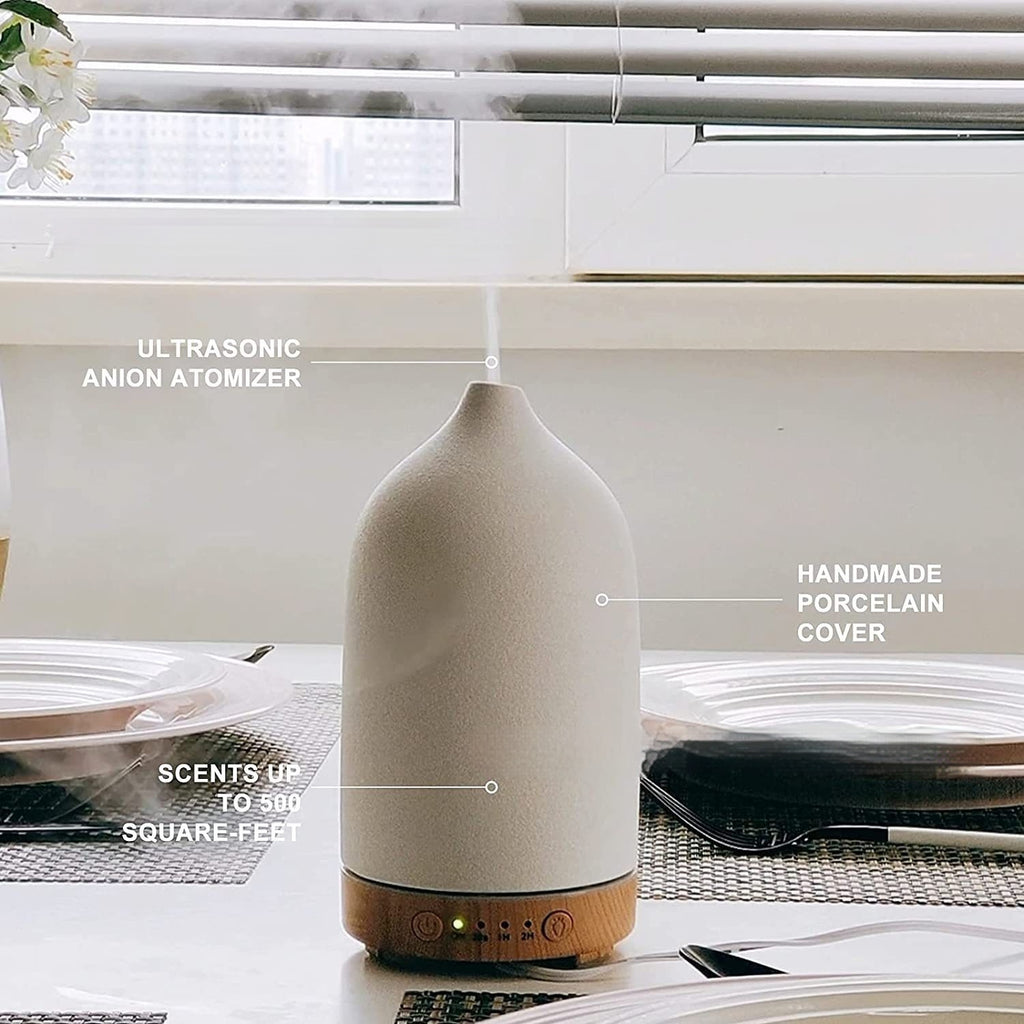 Wood-grain Ceramic Short-spout Aroma Diffuser