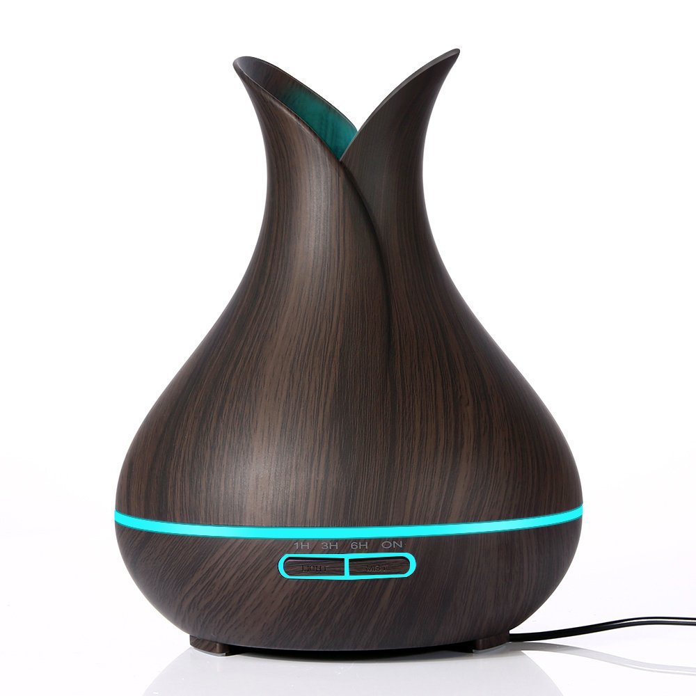 Humidifier Diffuser Aromatic Aromatherapy Wood Grain Fragrance Distributor For Home LED Discoloration Light Mute