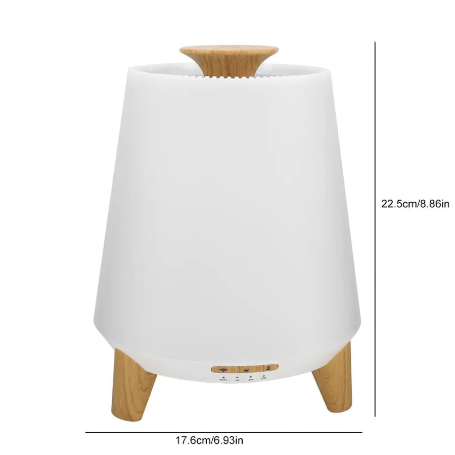 Bluetooth Aroma Diffuser & Ultrasonic Humidifier with Speaker – 300ml Wood Grain Essential Oil Diffuser for Home, Bedroom & Office