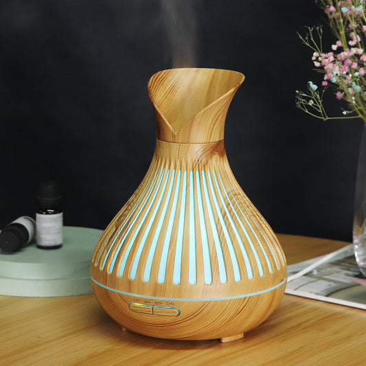 New Aroma Diffuser 500ml Wood Grain Humidifier Household Hollow Vase Humidifier
