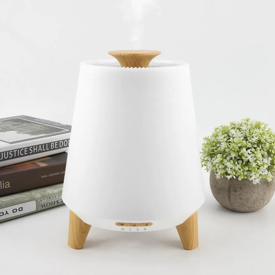 Bluetooth Aroma Diffuser & Ultrasonic Humidifier with Speaker – 300ml Wood Grain Essential Oil Diffuser for Home, Bedroom & Office