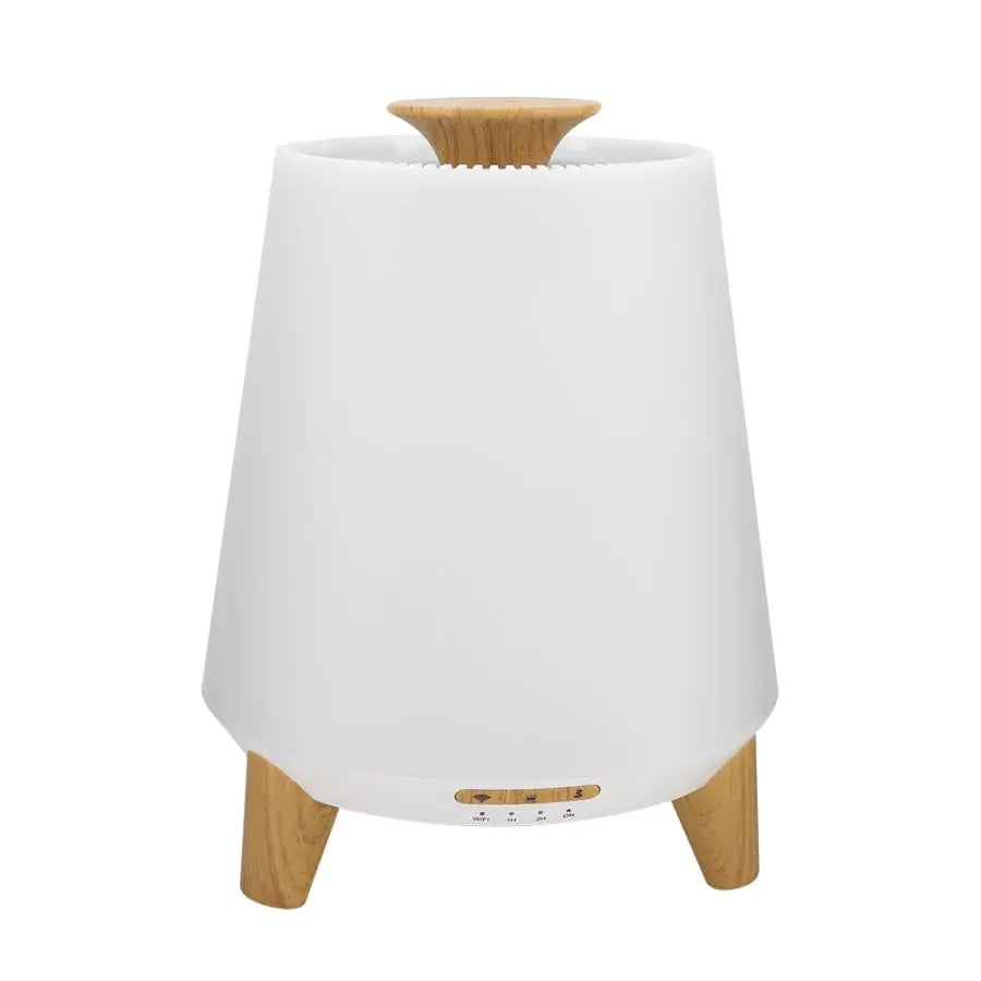 Bluetooth Aroma Diffuser & Ultrasonic Humidifier with Speaker – 300ml Wood Grain Essential Oil Diffuser for Home, Bedroom & Office